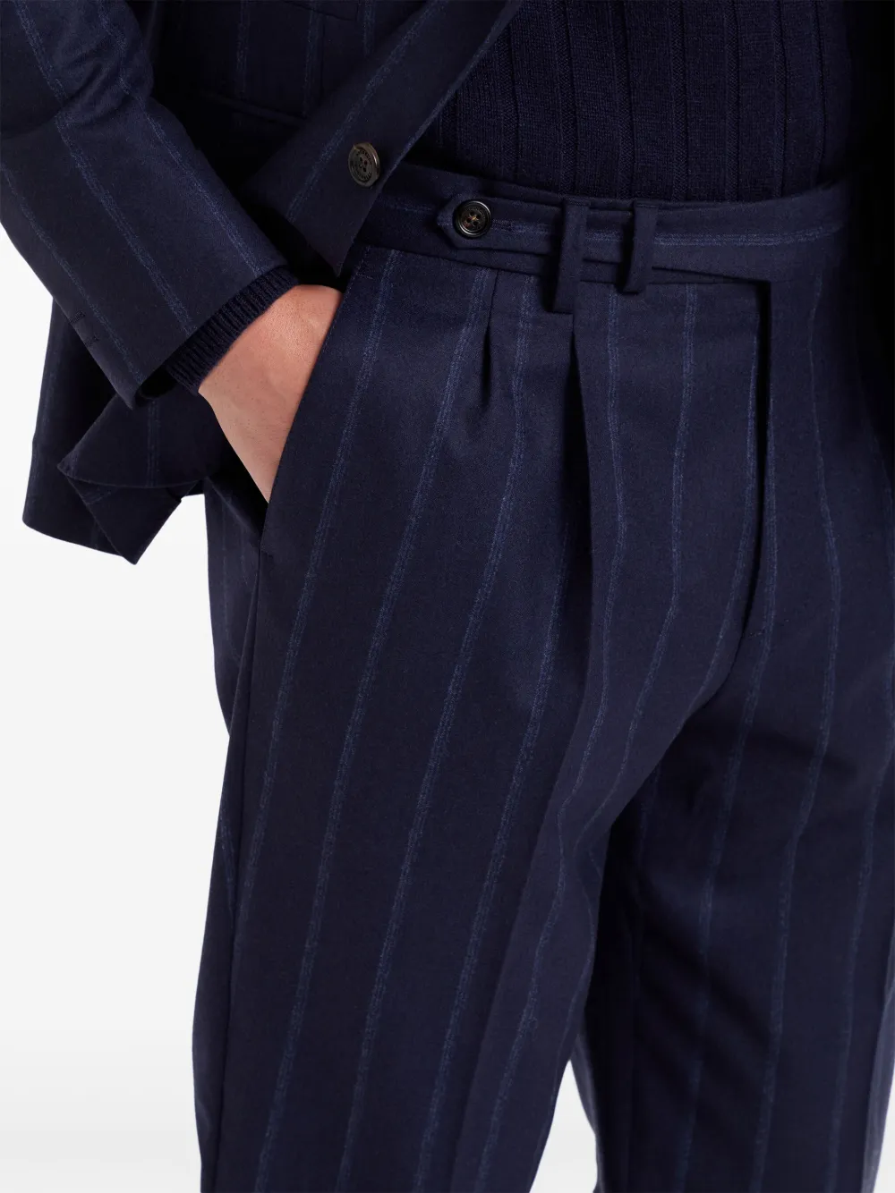 Brunello Cucinelli Wollen broek met krijtstreep Blauw