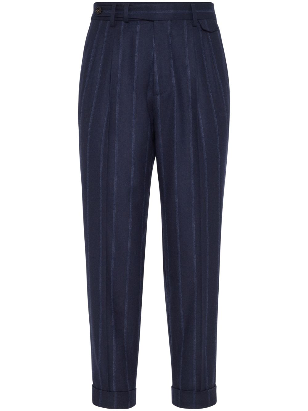 Brunello Cucinelli pinstriped wool trousers - Blue