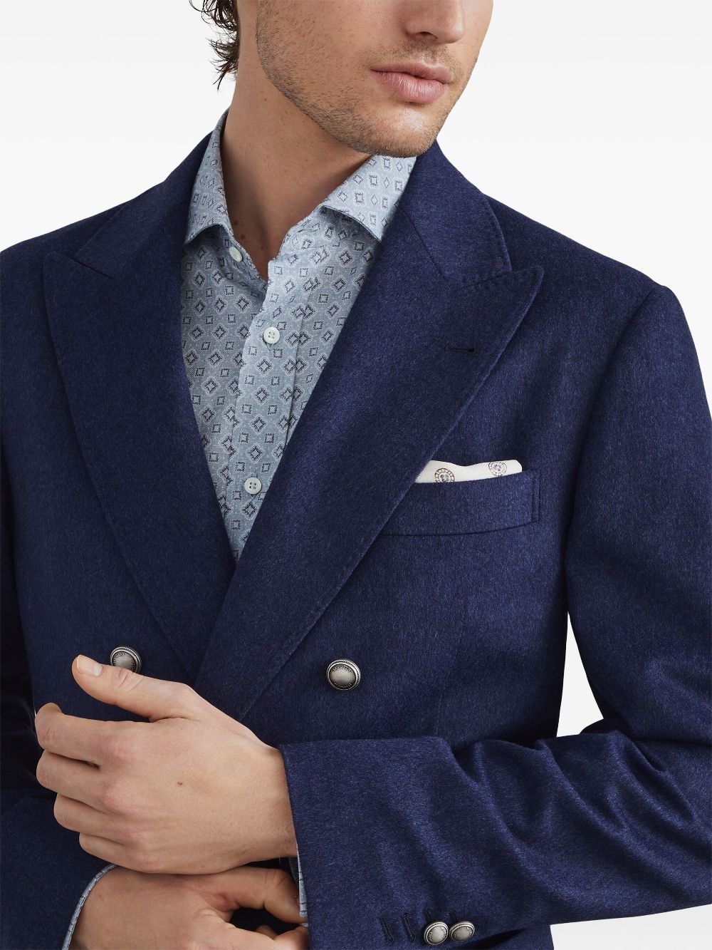 Shop Brunello Cucinelli Double-breasted Blazer In Blue