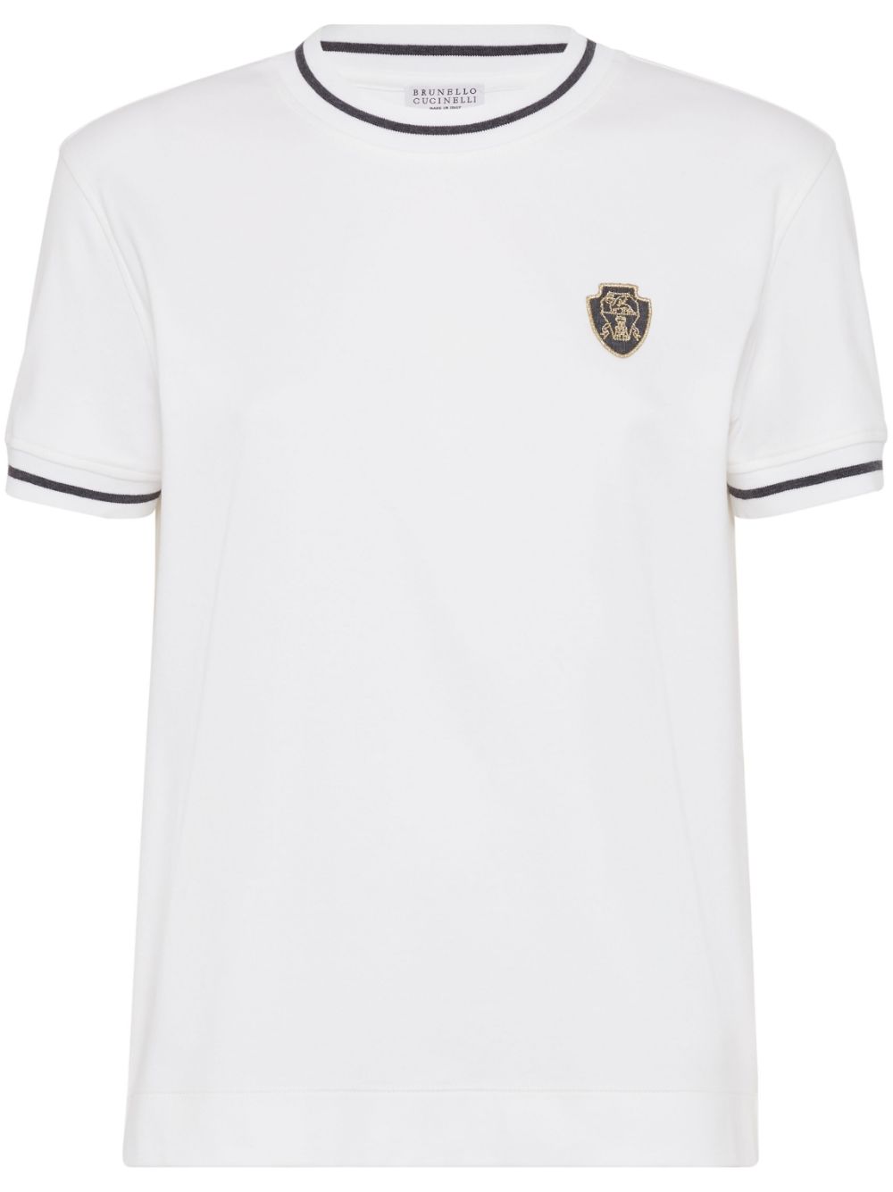 Brunello Cucinelli logo-patch cotton T-shirt - White