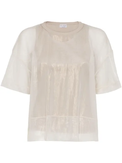 Brunello Cucinelli semi-sheer layered T-shirt