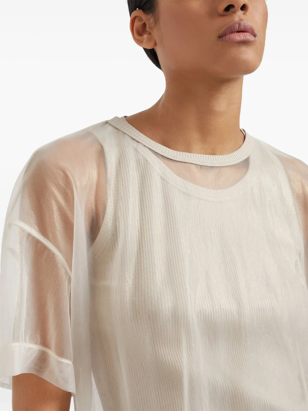 Brunello Cucinelli Gelaagd T-shirt Beige