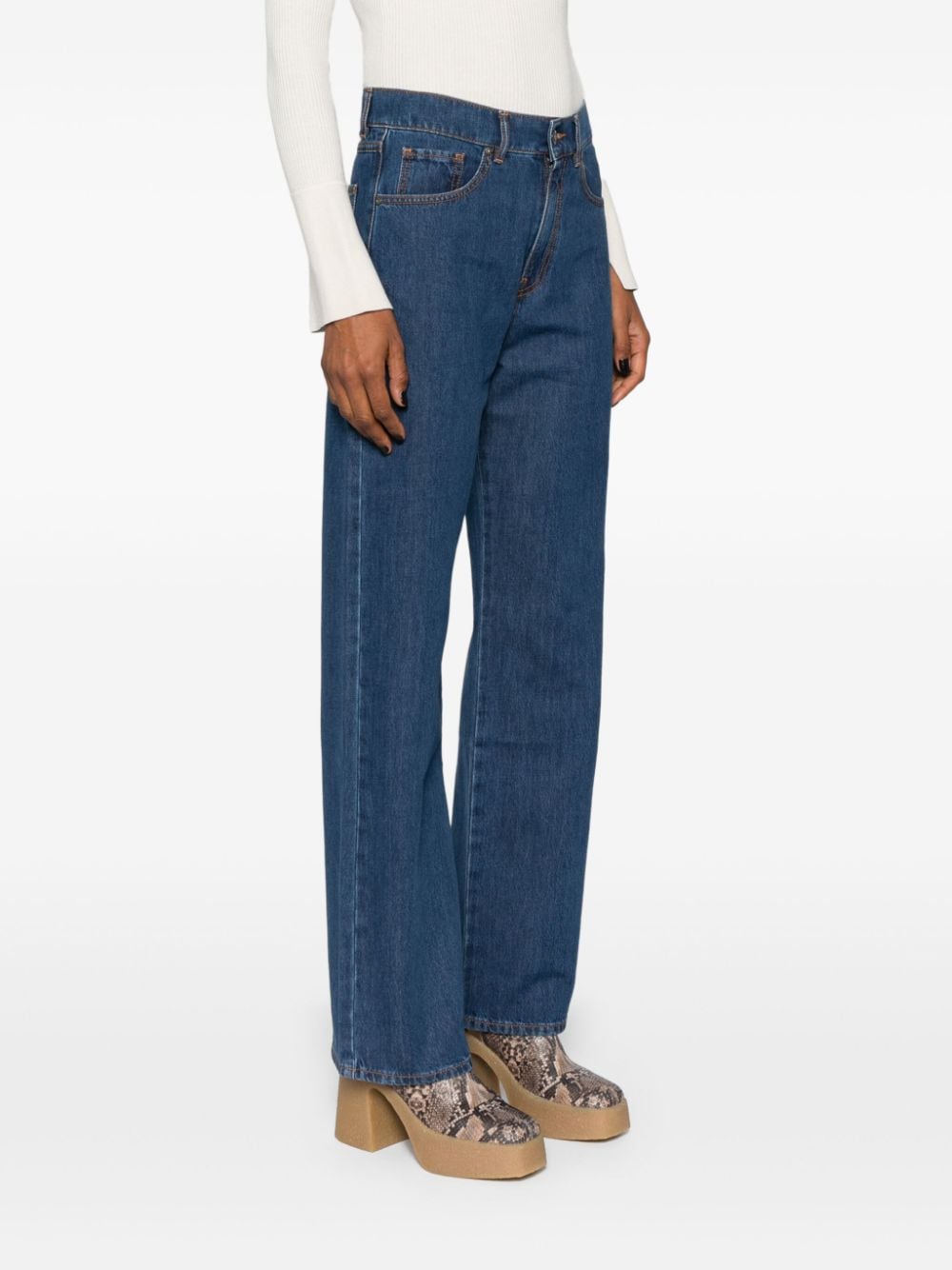 Shop P.a.r.o.s.h Cigan Straight Jeans In Blue