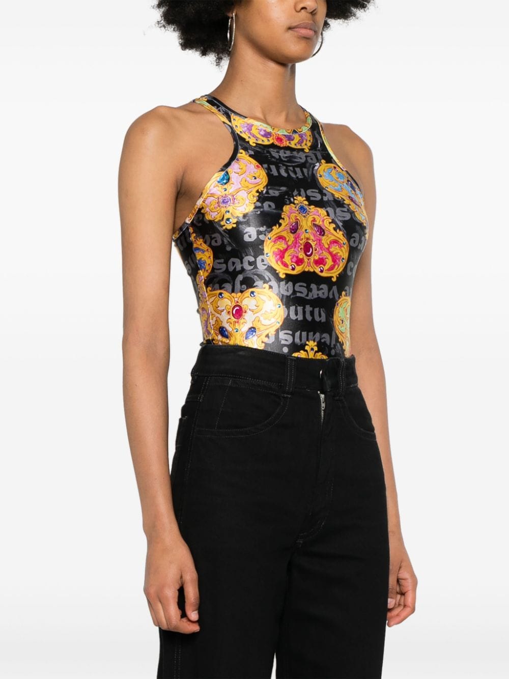 Shop Versace Jeans Couture Heart Couture Bodysuit In Black