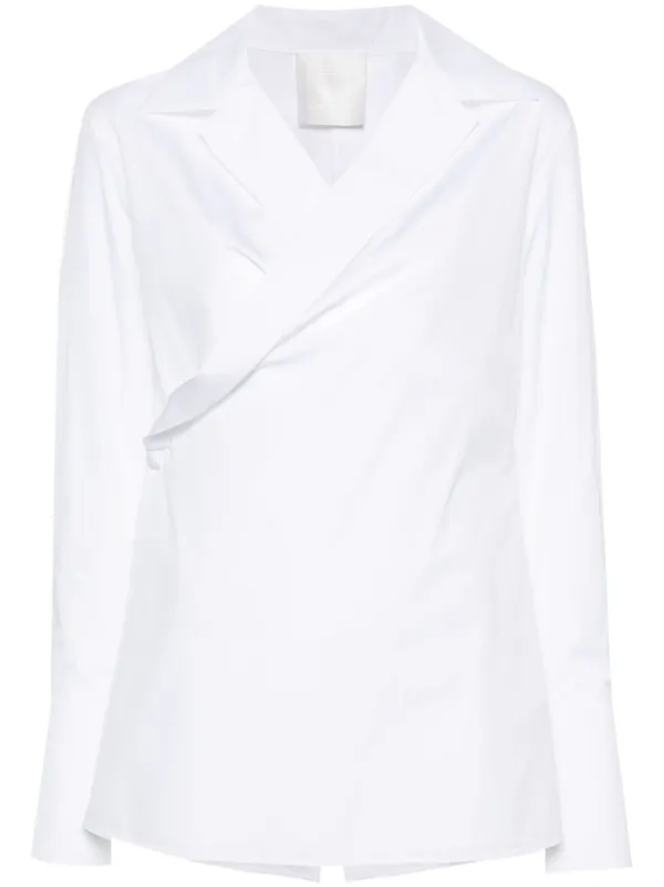Tシャツ・カットソー GIVENCHY SS24 White poplin shirt (BW617X14M6 100) Shirt in poplin with GIVENCHY Stamp embroidery | Givenchy US