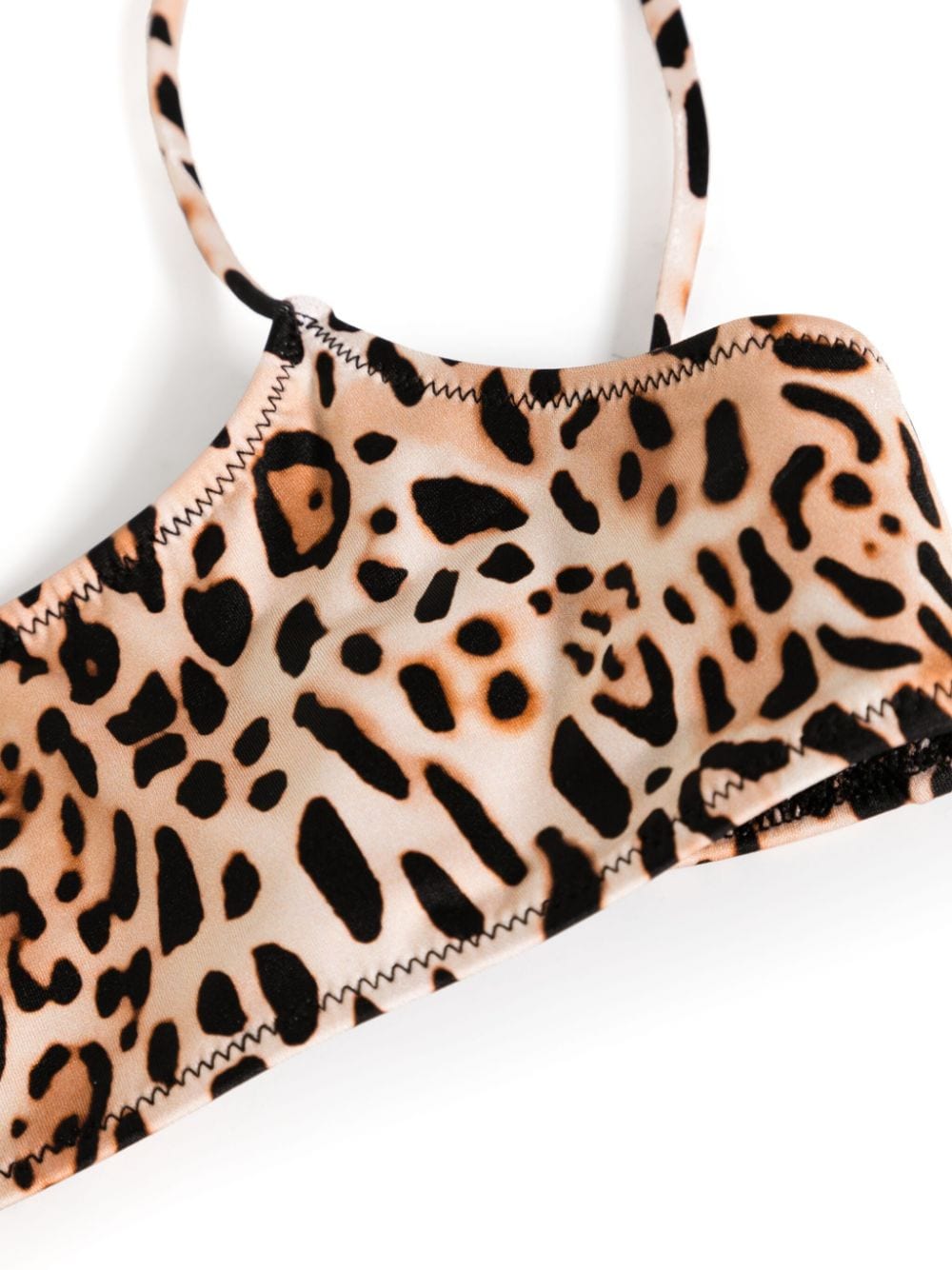 Shop Mc2 Saint Barth Sadie Leopard-print Bikini Top In Neutrals
