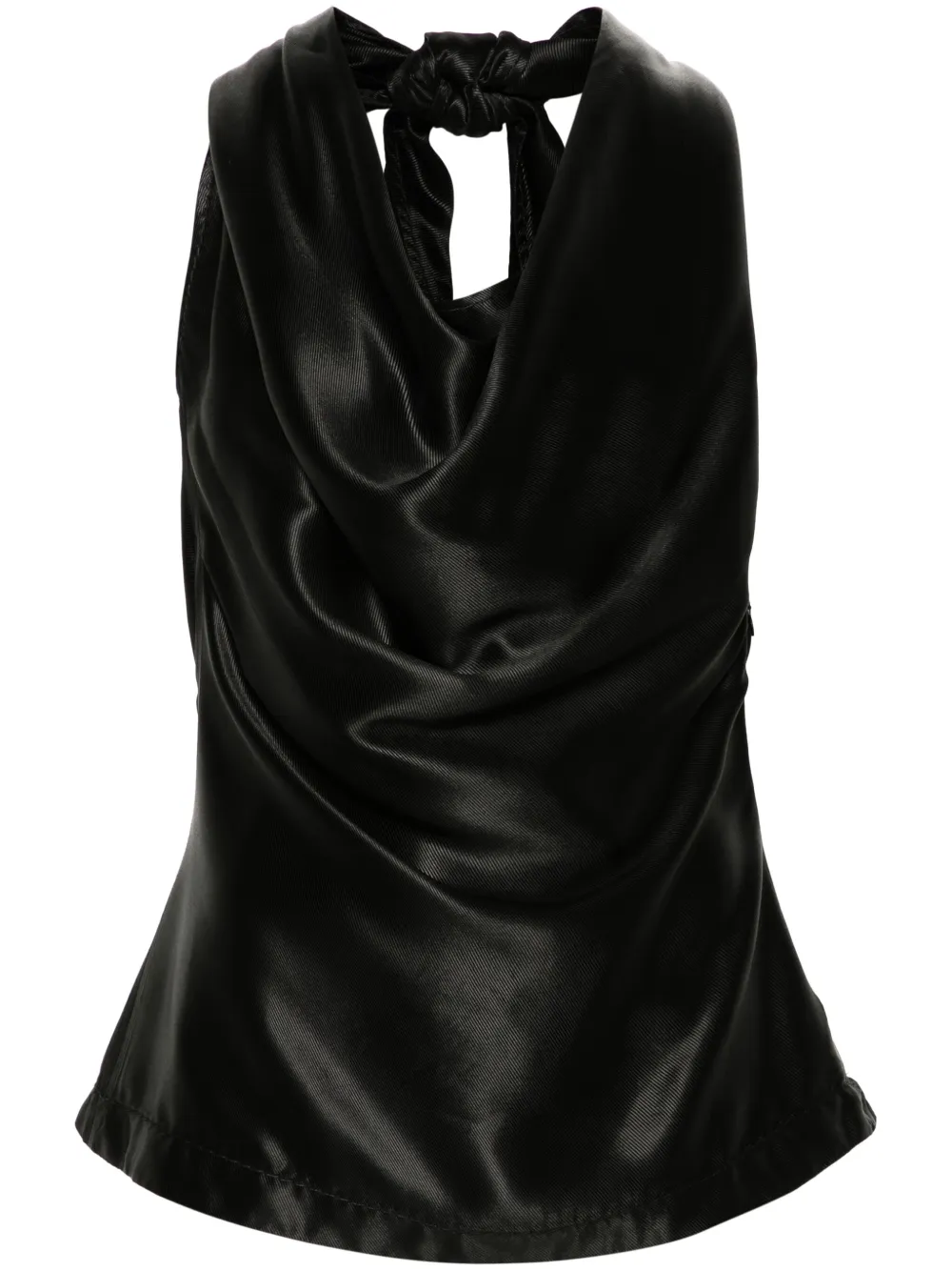 Bottega Veneta Draped Cowl-neck Fluid Twill Halter Top In Schwarz