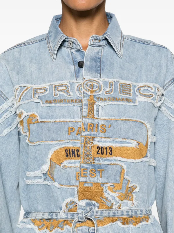 Y/Project logo-embroidered Denim Shirtdress | Blue | FARFETCH