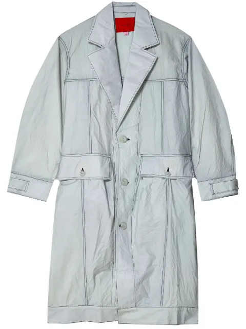 Eckhaus Latta crinkled single-breasted trenchcoat