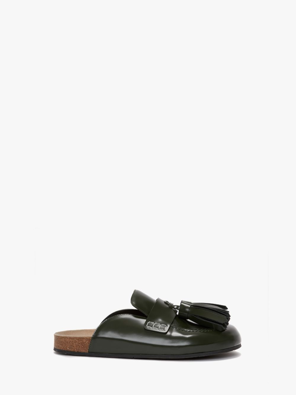 Shop Jw Anderson Tassel Loafer Leather Mules In Green