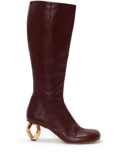 JW Anderson Chain-heel 75mm leather boots 