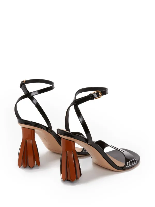 JW Anderson tassel-heel Leather Sandals | Black | FARFETCH