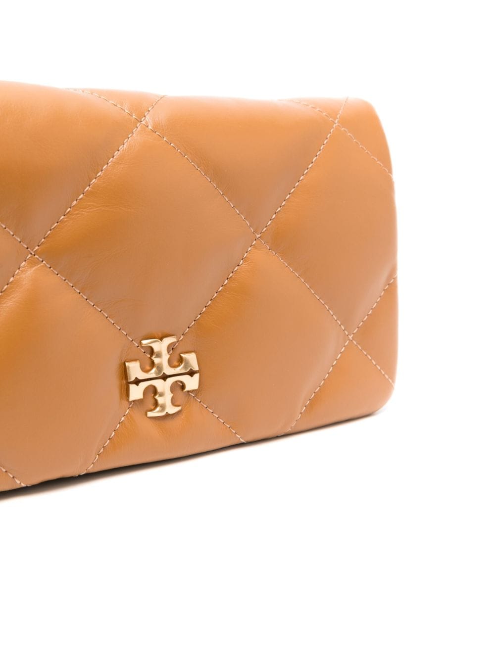 Shop Tory Burch Kira Diamond-quilted Wallet-on-chain In Brown