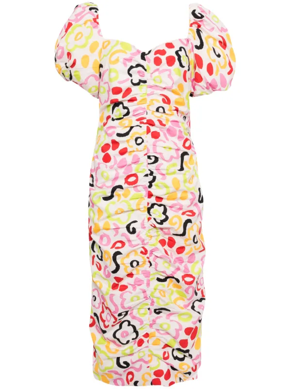 Rhode Tessa Ruched Cotton Dress | White | FARFETCH