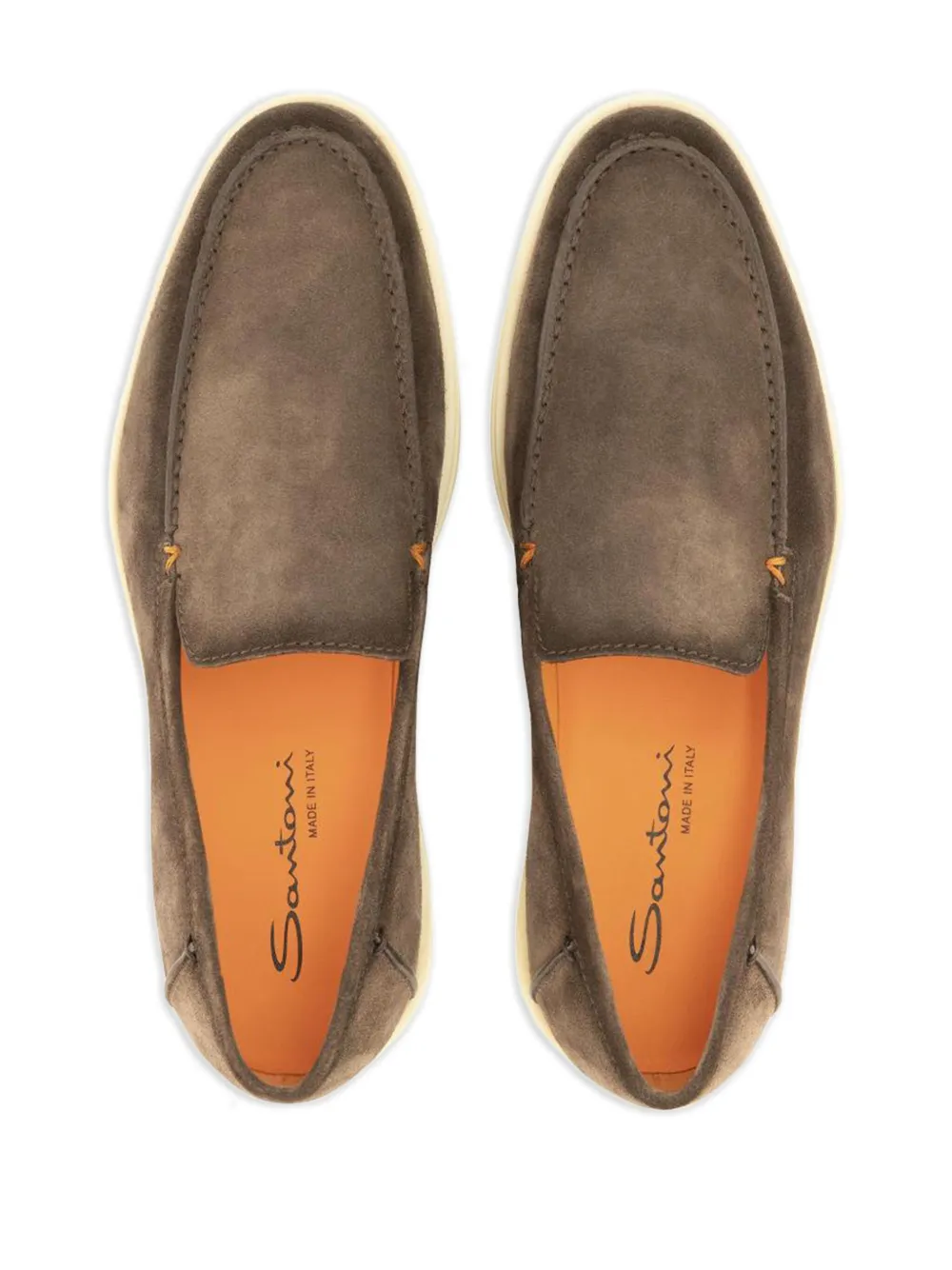 Shop Santoni Suede Slip-on Loafers In Neutrals