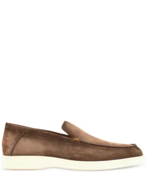 Santoni アーモンドトゥ スエードローファー | ブラウン | FARFETCH JP