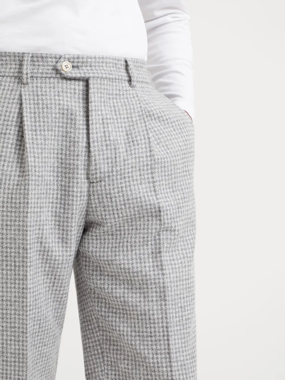 Brunello Cucinelli Pantalon met pied-de-poule print Grijs