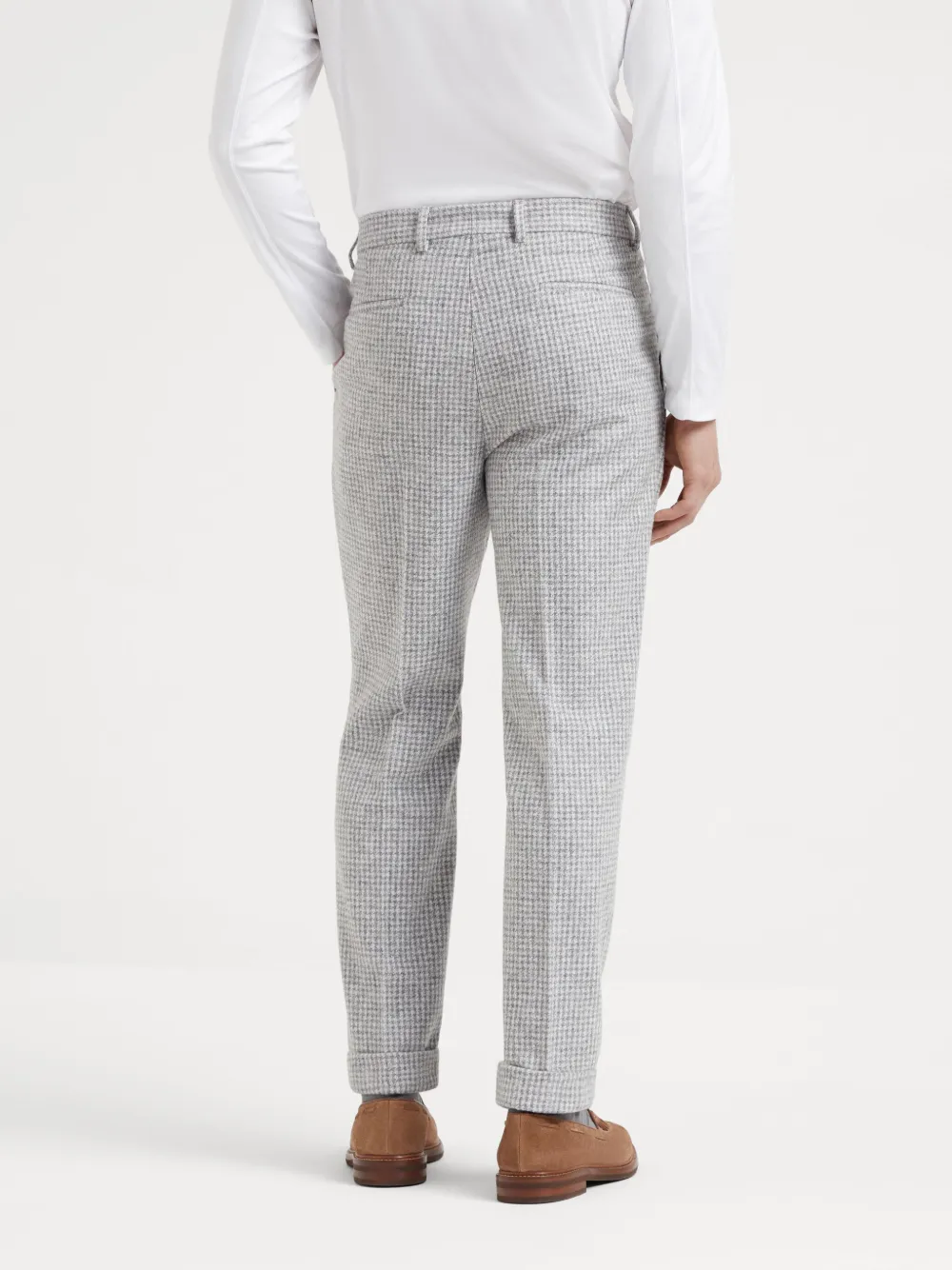 Brunello Cucinelli Pantalon met pied-de-poule print Grijs
