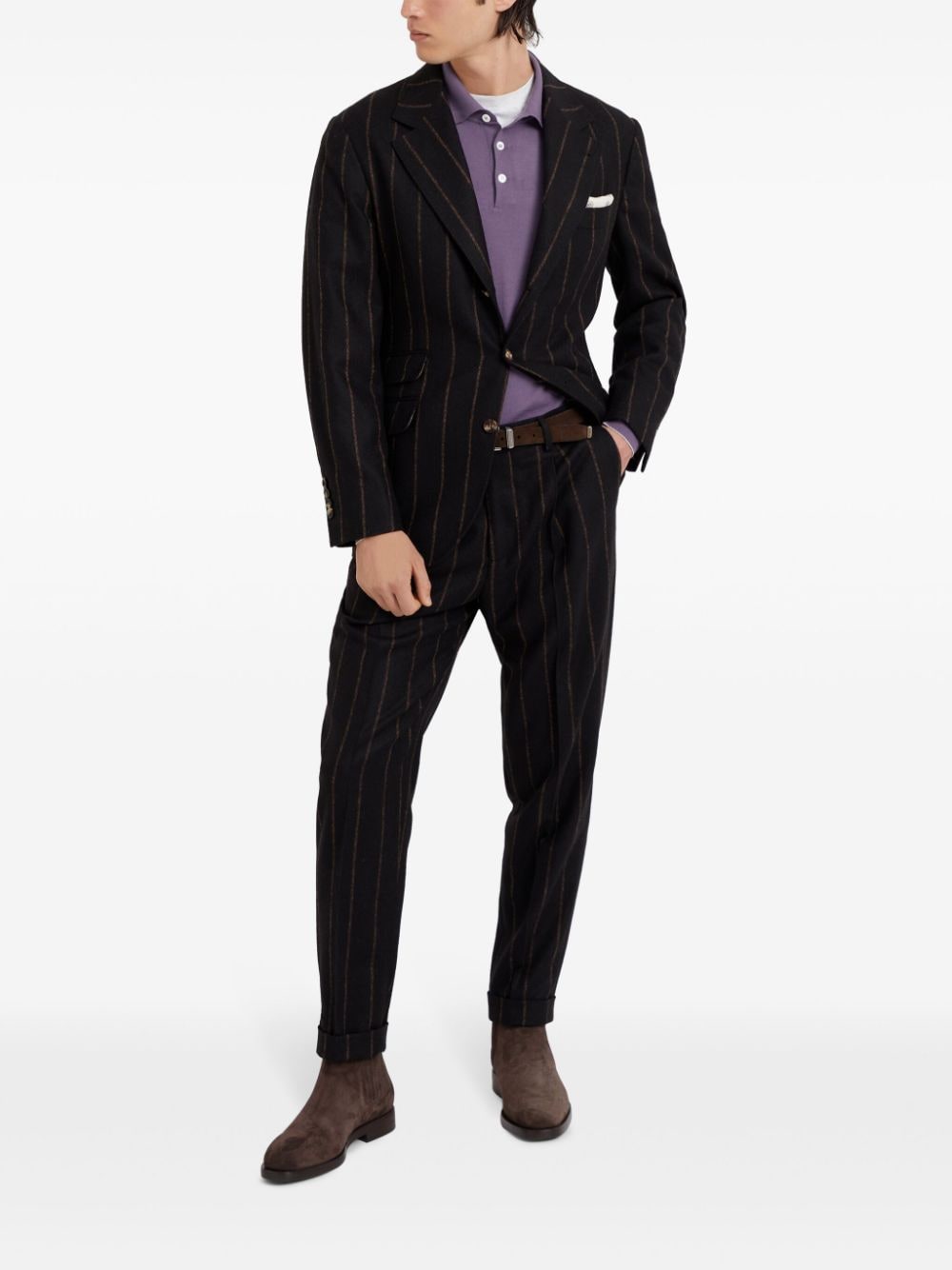 Shop Brunello Cucinelli Single-breasted Striped Blazer In Black