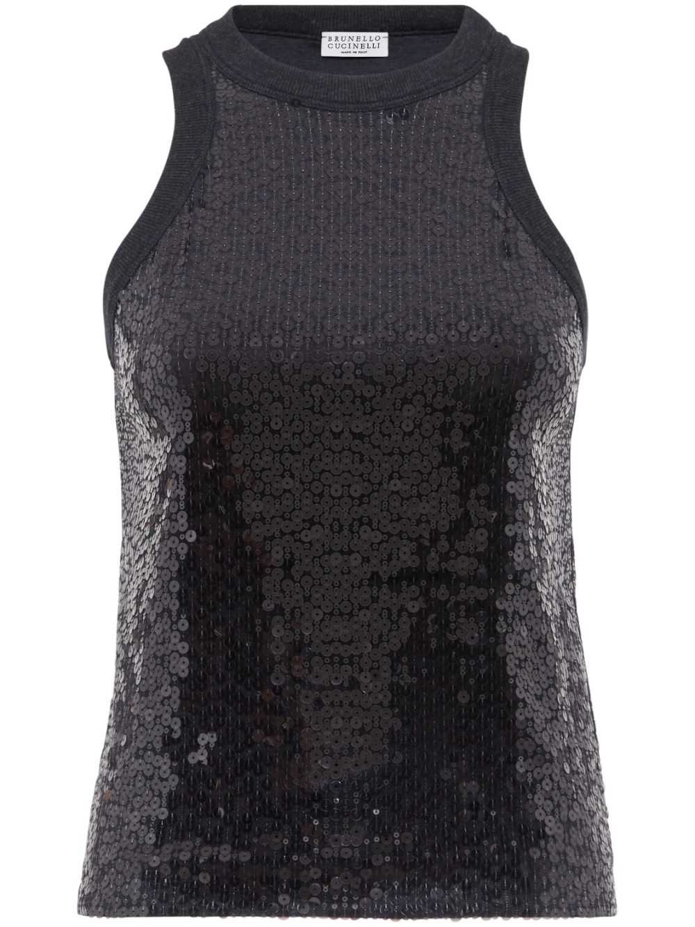 Brunello Cucinelli sequin-embellished sleeveless top - Grey