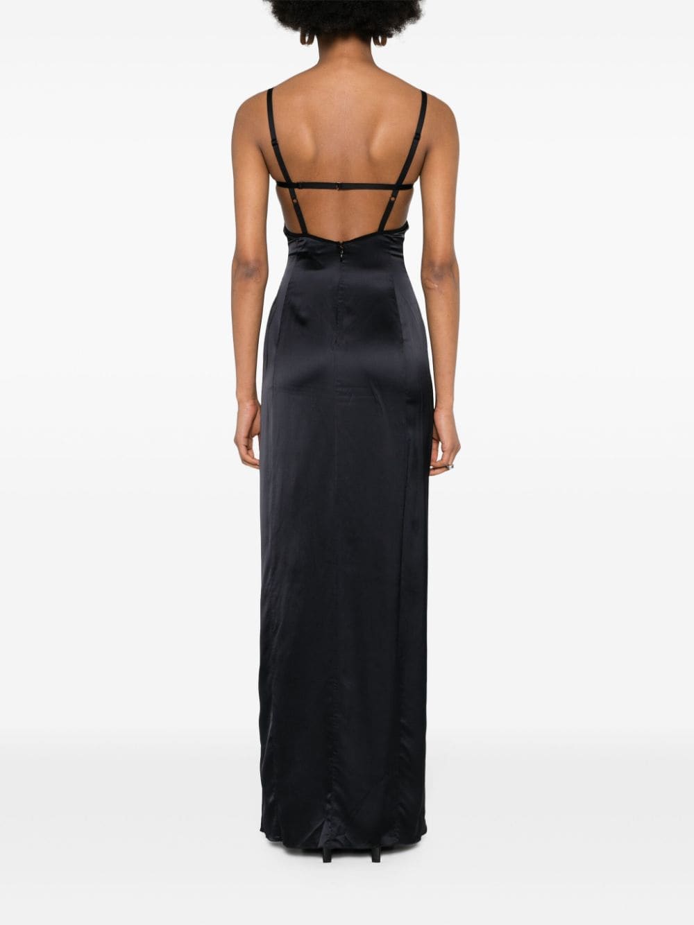 Shop Nensi Dojaka Cut-out Detail Satin Dress In Black