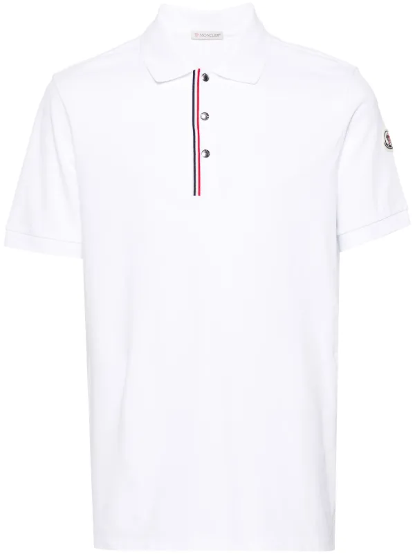 Moncler short sleeve Pique Polo Shirt White FARFETCH AE