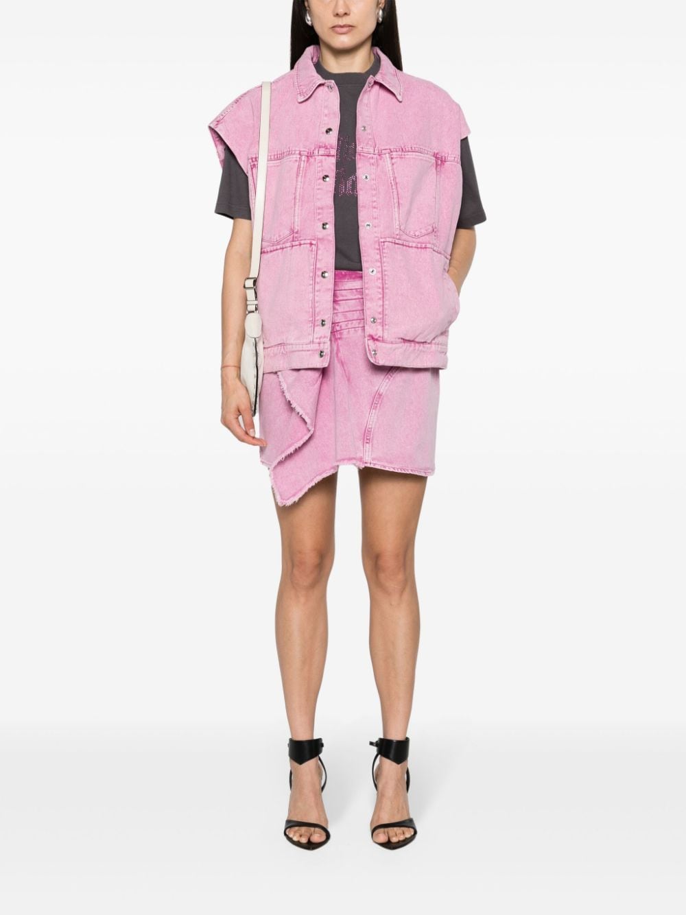 Shop Iro Edvige Denim Skirt In Pink