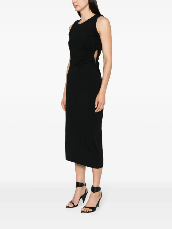 jersey black midi dress Ruched Jersey Midi Dress for Tall Women in Black S / Extra Tall / Black