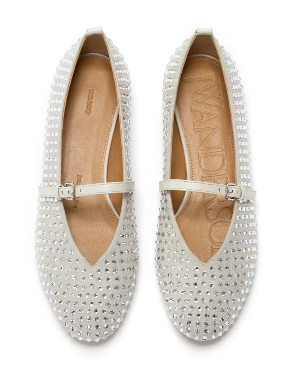 Shop Jw Anderson Crystal-embellished Ballerina Shoes In White