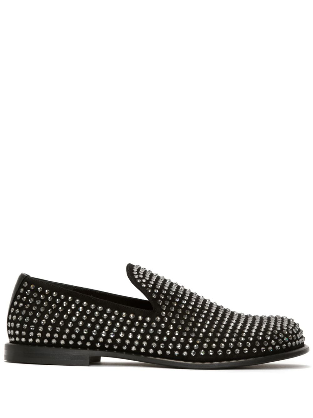 JW Anderson crystal-embellished suede loafers Black