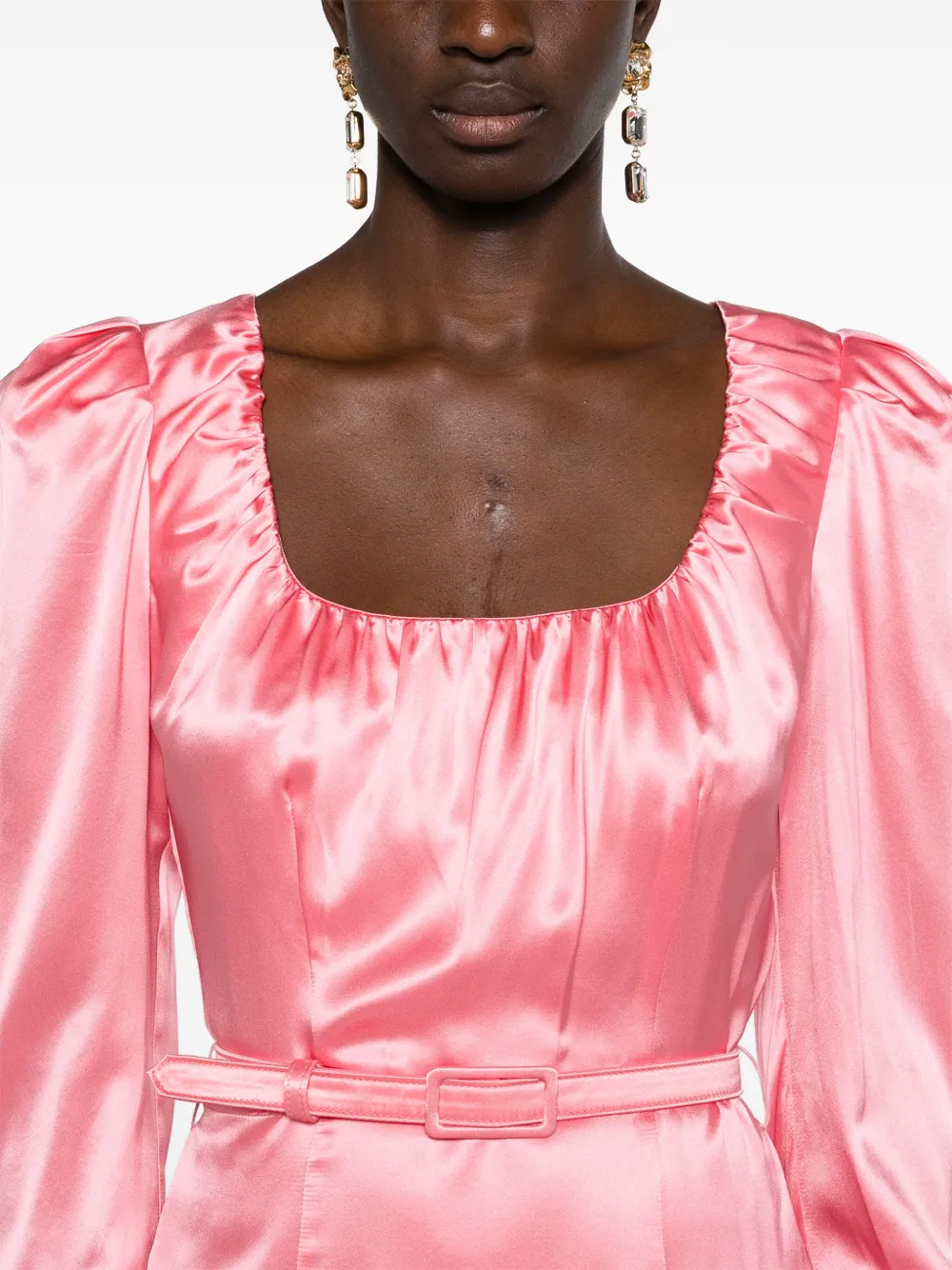 Alessandra Rich Midi-jurk met ceintuur Roze