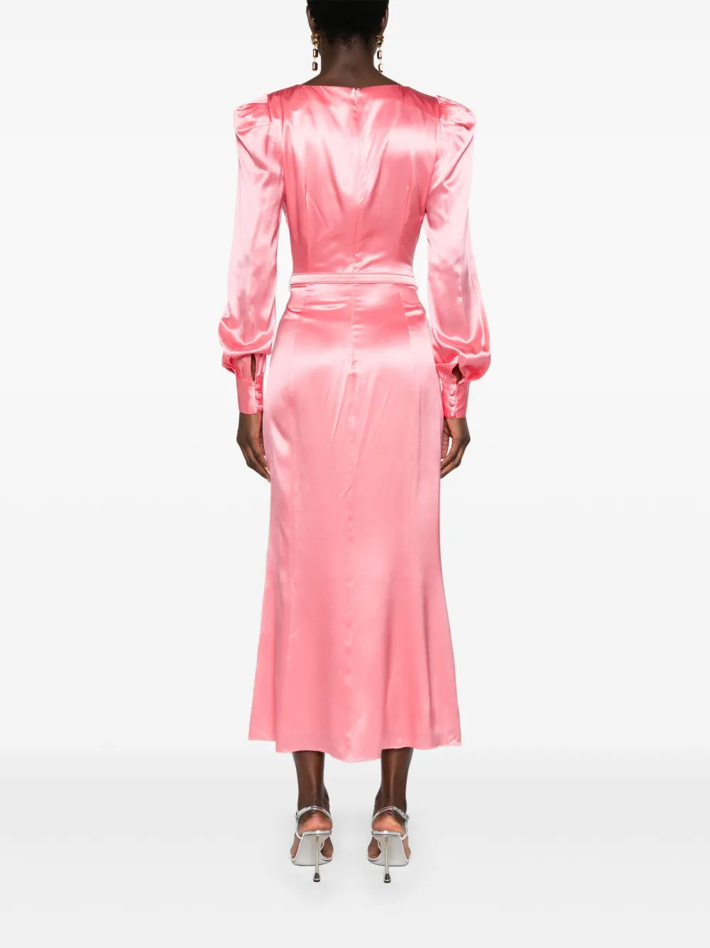 Alessandra Rich Midi-jurk met ceintuur Roze