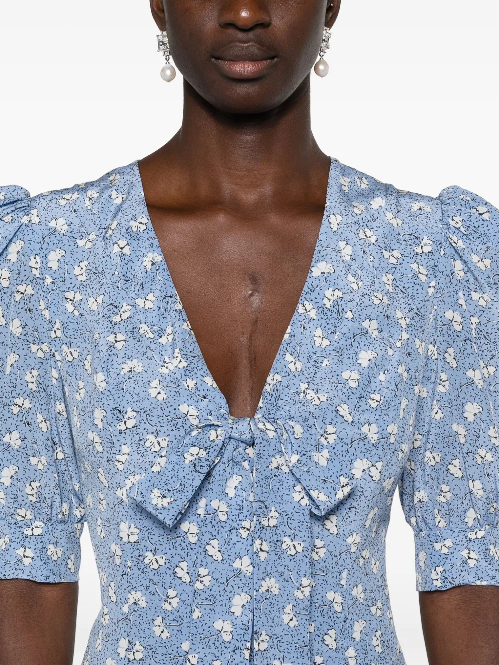 Alessandra Rich Mini-jurk met strikdetail Blauw