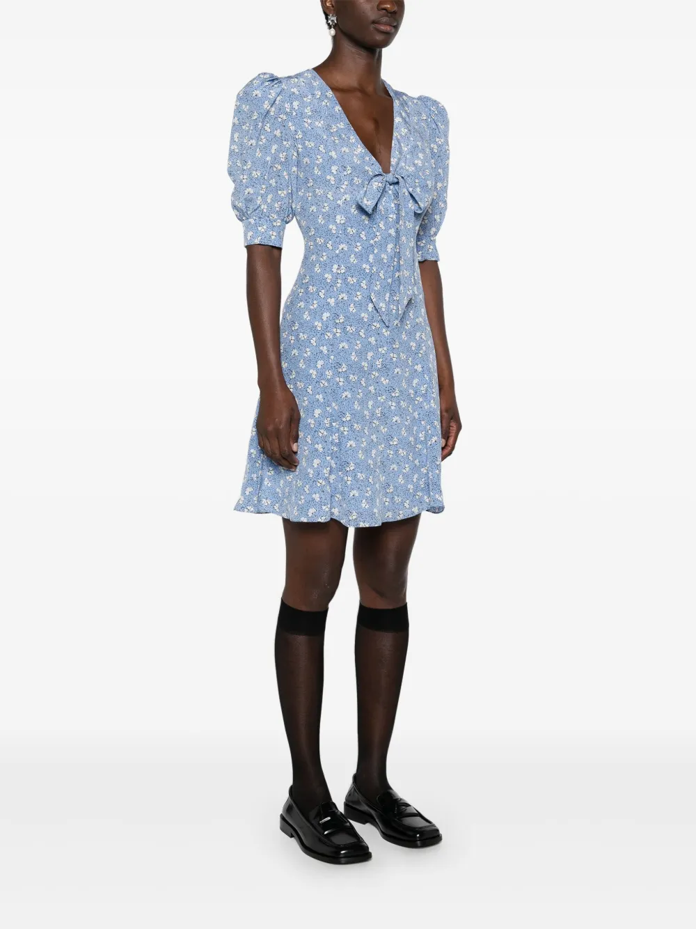Alessandra Rich Mini-jurk met strikdetail Blauw
