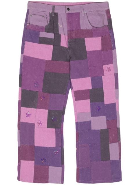 Glass Cypress patchwork straight jeans