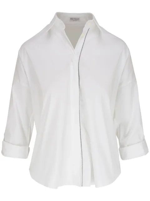 Brunello Cucinelli Monili-trim cotton-blend shirt