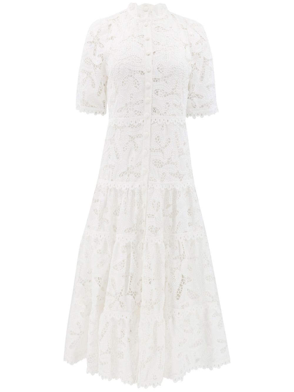 Shop Alexis Ledina Embroidered Cotton Shirt Dress In White