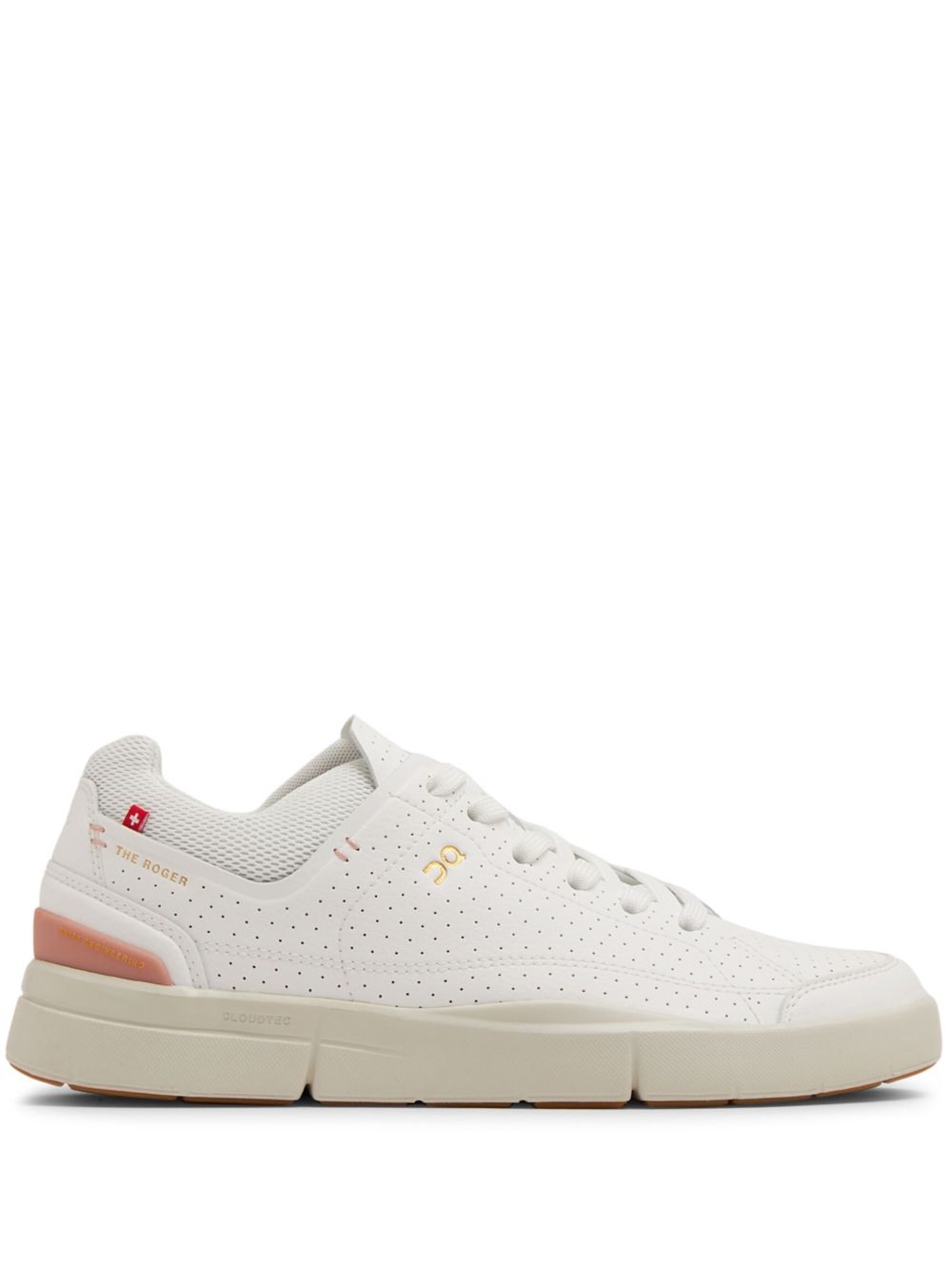 On Running logo-print perforated low-top sneakers WHITE WOODROSE