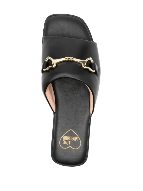 Love Moschino buckle-detail Leather Sandals | Black | FARFETCH
