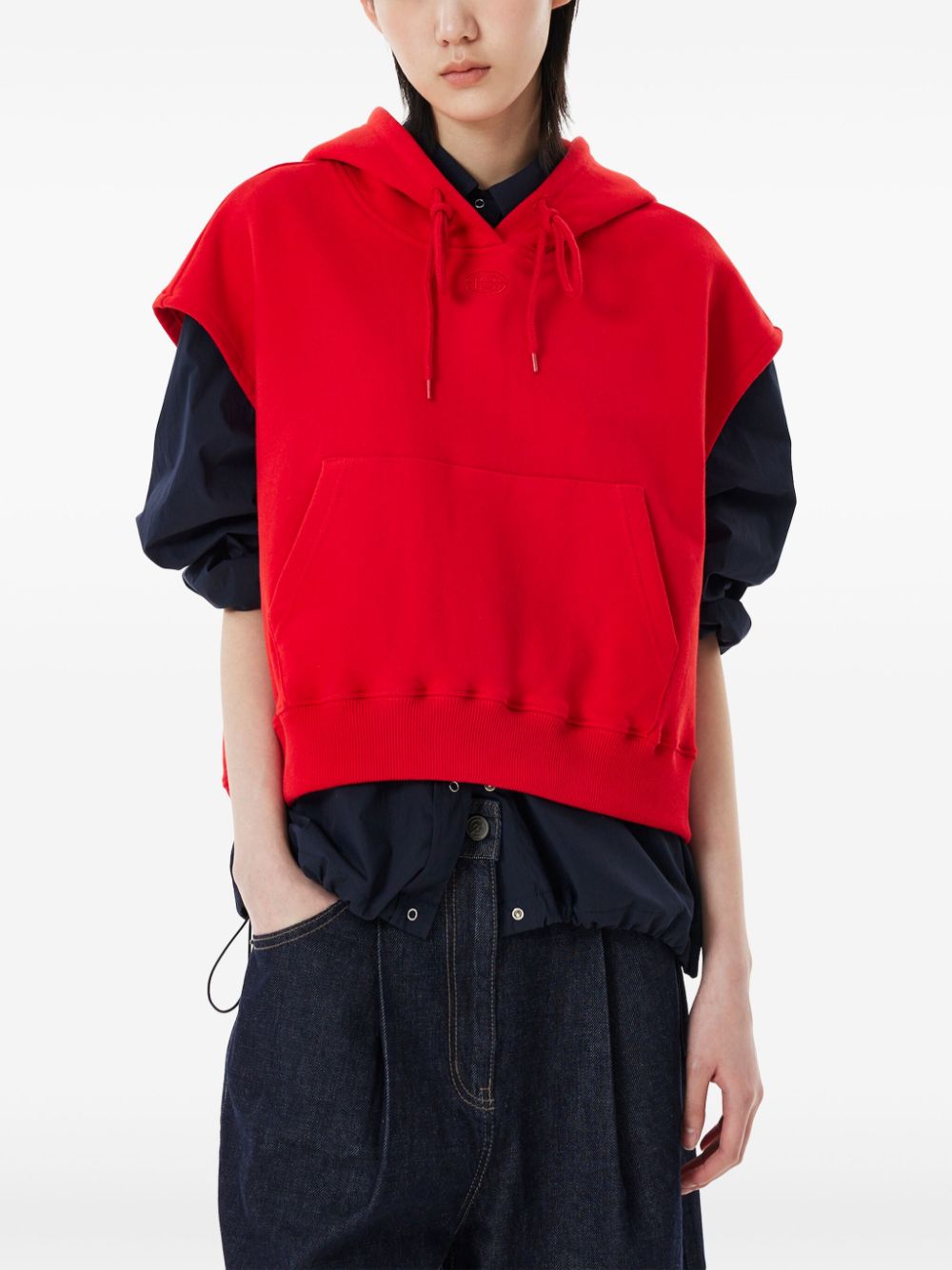 Shop Studio Tomboy Sleeveless Cotton Hoodie In Rot