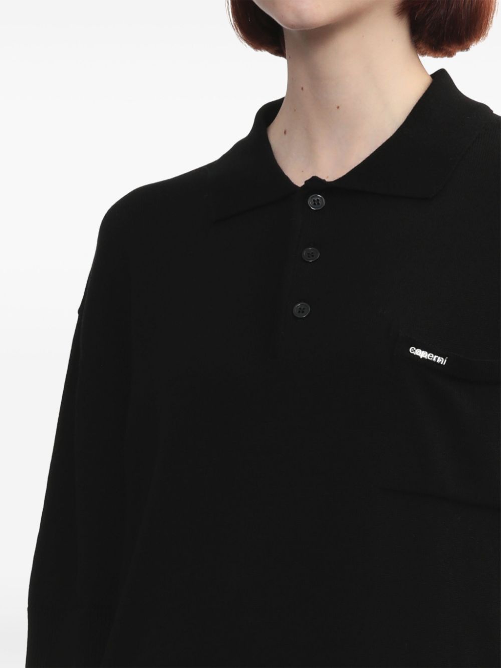 Shop Coperni Knitted Cotton Polo Shirt In Black