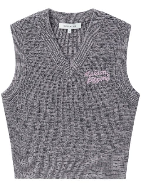 Maison Kitsune Handwriting logo-embroidered knitted vest Women