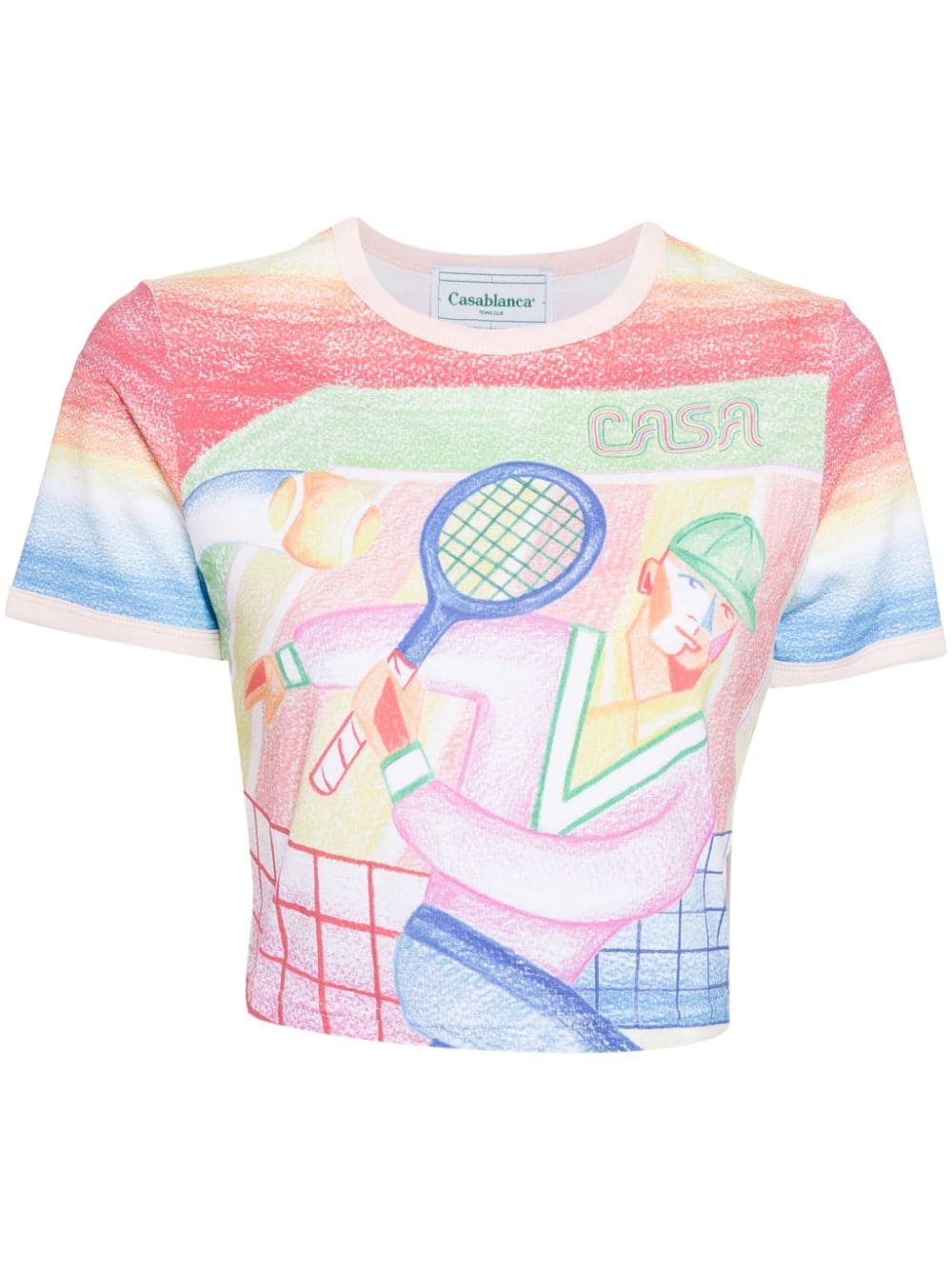 Casablanca Crayon Tennis Player cropped T-shirt Rood