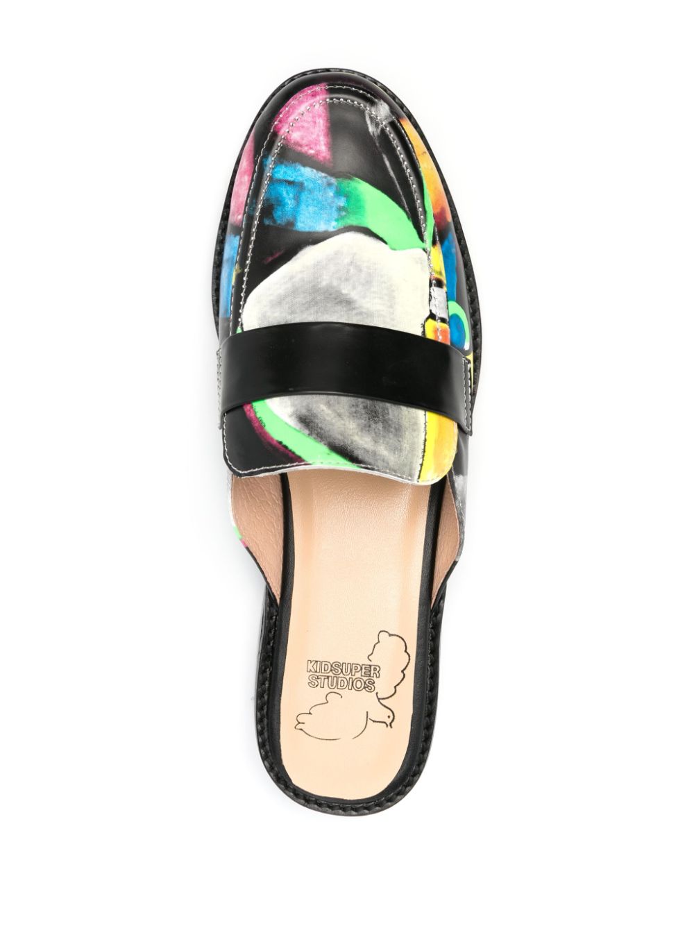 Shop Kidsuper Graphic-print Leather Slippers In Black