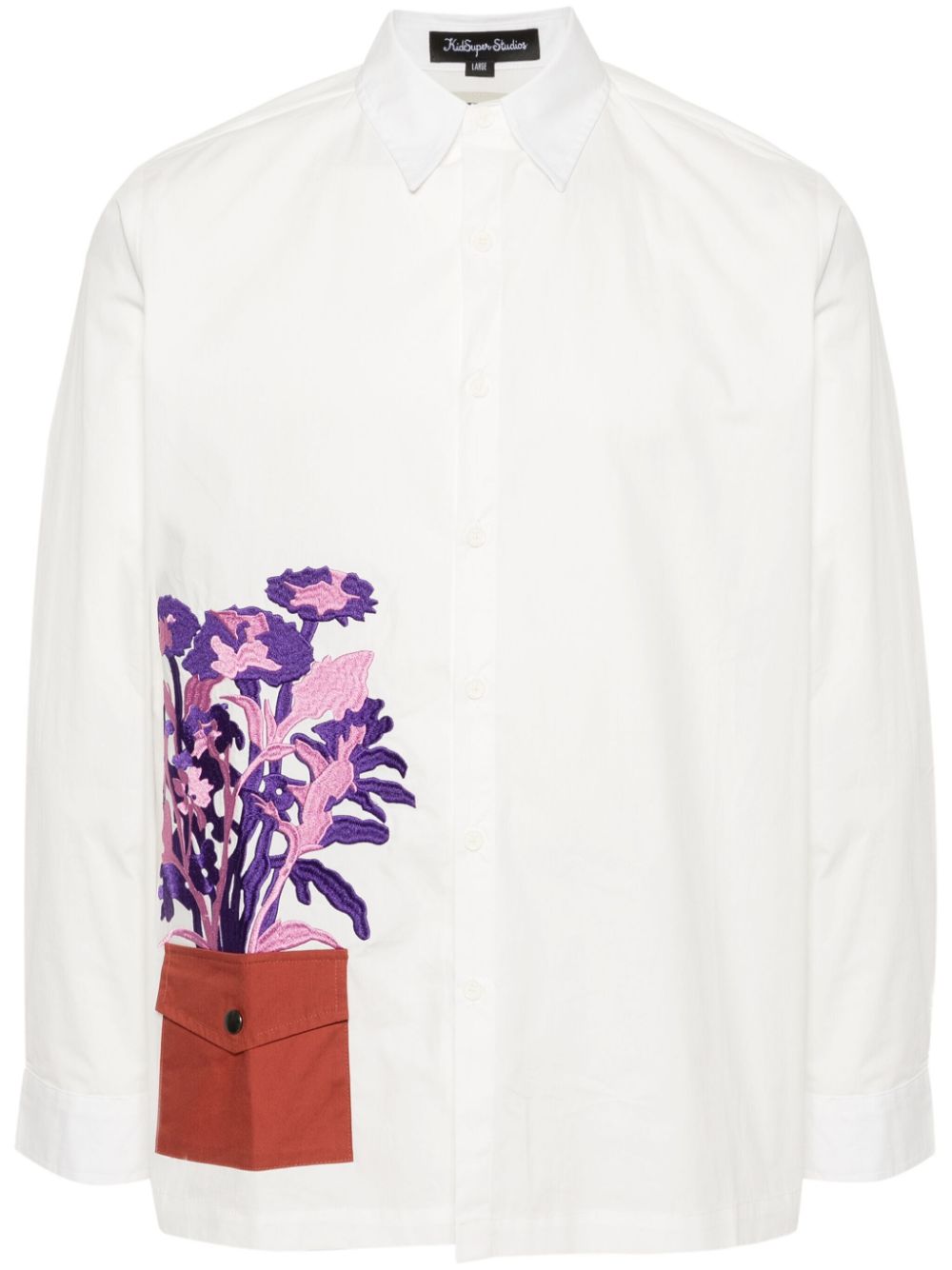 Shop Kidsuper Floral-vase Embroidered Shirt In White
