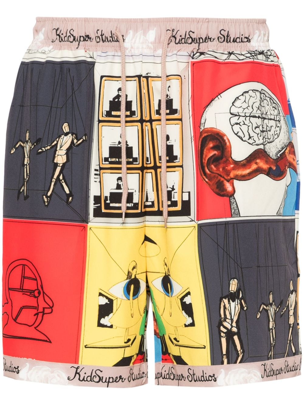 Kidsuper Graphic-print Deck Shorts In Neutrals