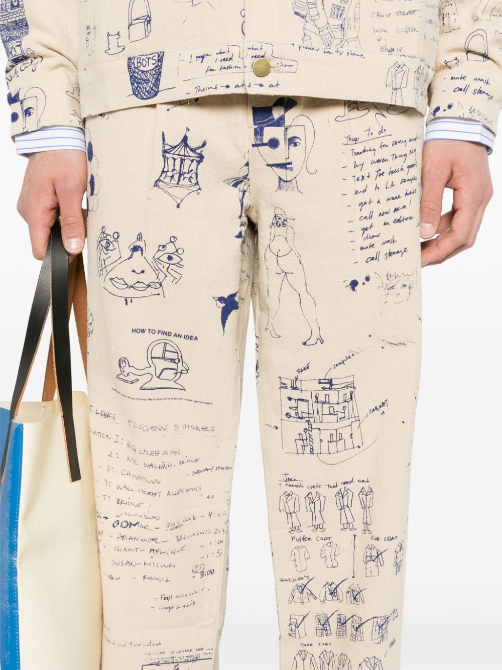 Shop Kidsuper Doodles Straight-leg Trousers In Neutrals