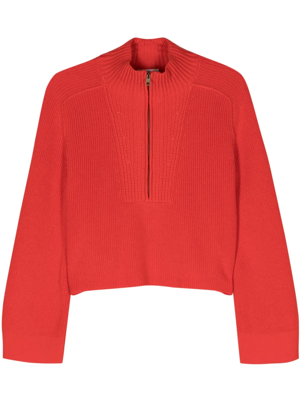 Forte Forte Half-zip Cropped Jumper In Red