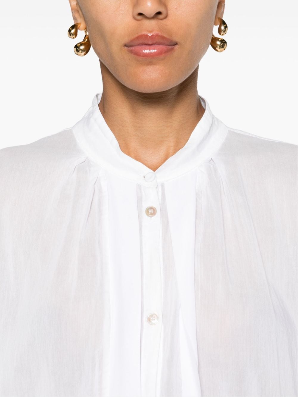 Shop Forte Forte Sheer Cotton-blend Shirt In White