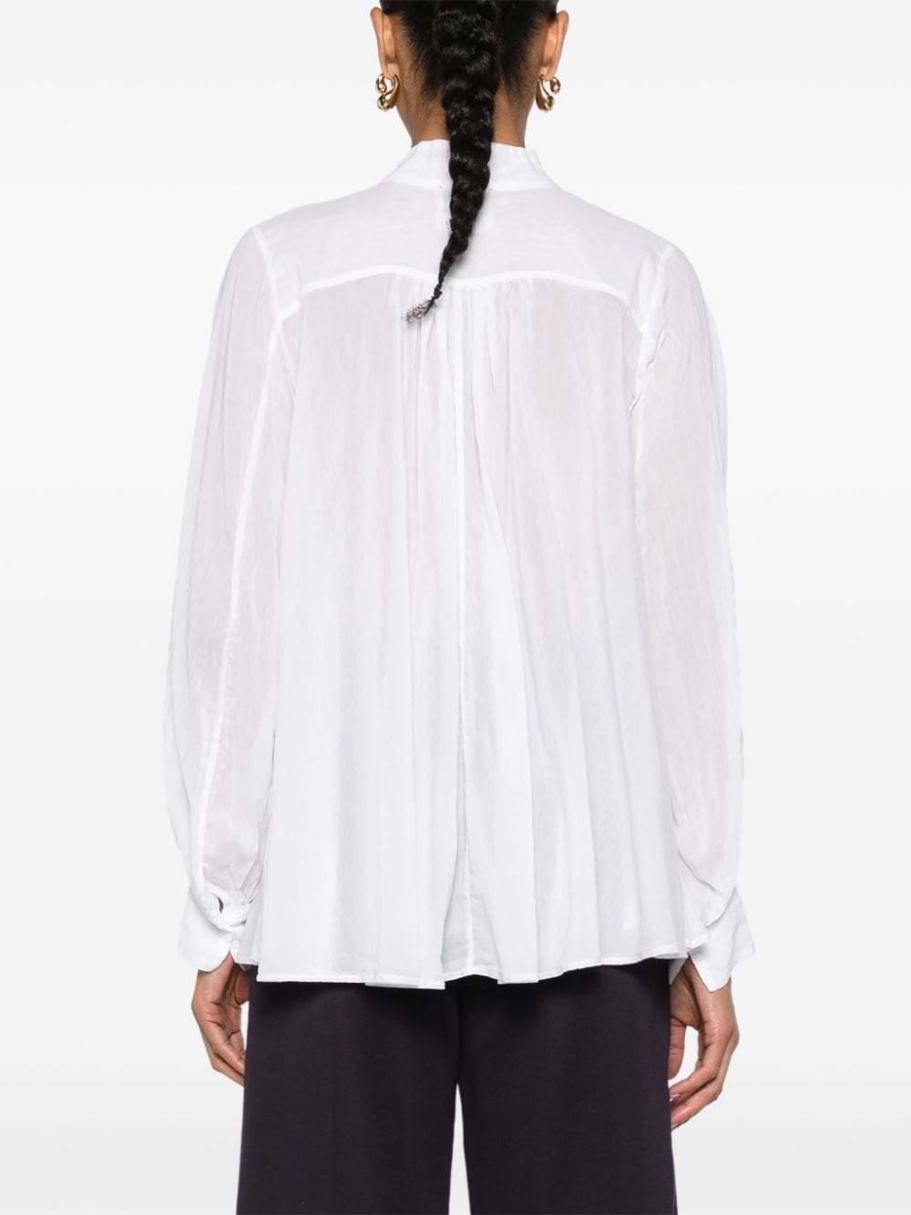 Shop Forte Forte Sheer Cotton-blend Shirt In White